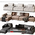 Modern double sofa multiplayer sofa corner sofa 3d model