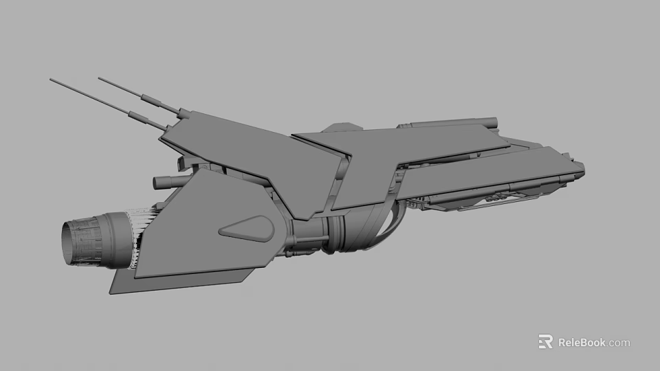 Futuristic Scifi Spaceship 3D Model With Sleek Aerodynamic Structure And Weapon Attachments 3d model 