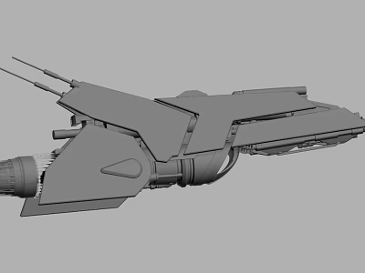 Futuristic Scifi Spaceship 3D Model With Sleek Aerodynamic Structure And Weapon Attachments 3d model