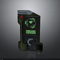 Sci Fi Tech Device With Green Screen Red Button And Metallic Knob 3d model