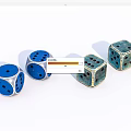 Four Blue Teal Board Game Dice With Black Dots For Classic Entertainment Fun