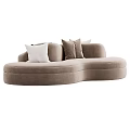 Modern Abstract Shaped Sofa With White And Gray Upholstery And Colorful Pillows