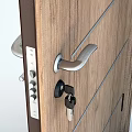 Modern Security Doors With Wooden Texture And Beige Panels Safety Locks And Metal Handles