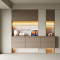 Modern Wine Cabinet Design With Built in Lighting And Neutral Tones Interior