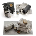 Bathroom Accessories Display With Towels Soaps And Dispensers