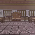 Ancient Architecture Interior With Traditional Wooden Furniture Carved Windows And Decorative Paintings
