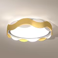 Modern Circular Ceiling Light With Golden Wavy Design And White Illumination 3d model