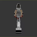 Futuristic Red Sci Fi Pistol With Metallic Structure Checkerboard Pattern And Yellow Details
