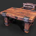 Rustic Wooden Outdoor Sofa With Sturdy Construction And Metal Rivets