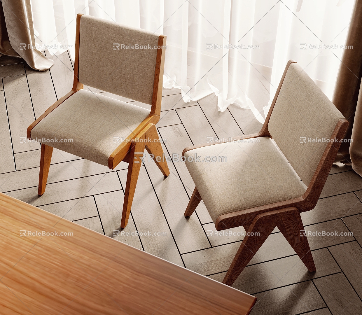 Modern single chair dining chair 3d model