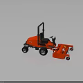 Red Riding Lawn Mower With Black Seat Steering Wheel And Cutting Deck