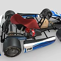 Blue and White Go Kart With Red Seat Black Wheels AKC Number 16