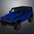 Blue Jeep SUV With Black Roof And Golden Wheels Off Road Design