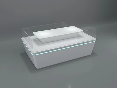 Modern Display Showcase Shelf With White Structure Transparent Glass Cover And Bottom Light Strip 3d model