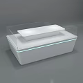 Modern Display Showcase Shelf With White Structure Transparent Glass Cover And Bottom Light Strip