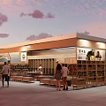 Traditional Chinese Tea House Booth Featuring Wooden Shelves Archway And Product Displays