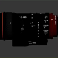 Professional Black Camera Lens With Red Ring And Focal Length Markings For Photography