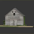 Old Wooden House With Green Roof Peeling Sections And Wooden Walls Near Green Vegetation