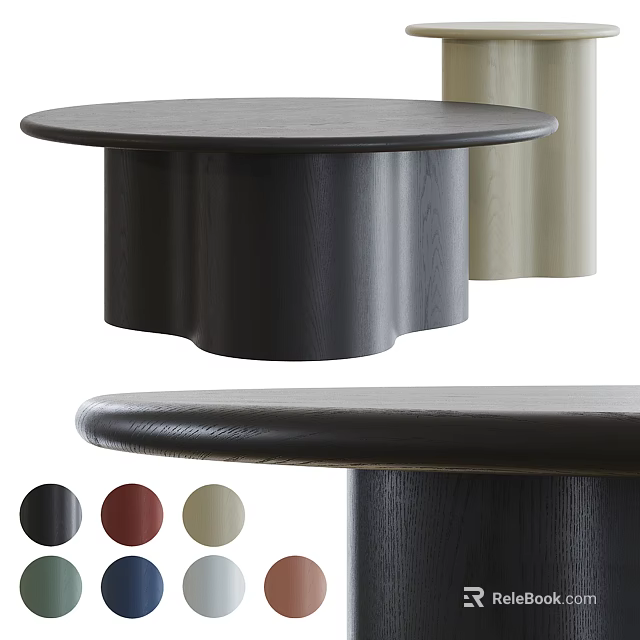 Modern Wooden Coffee Table With Curved Base And Multiple Color Options 3d model