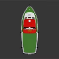 Colorful Small Fishing Boat With Ladder Lifebuoy And Antennas