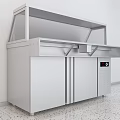 Stainless Steel Commercial Functional Table With Cabinets And Protective Glass Shield
