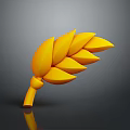 Golden Wheat Ear 3D Rendered Design As Cereal Grain Food Element With Shiny Surface
