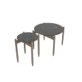 Modern Two Piece Coffee Tables With Marble Top And Wooden Frame 3d model