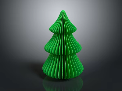 Green Collapsible Christmas Tree Decoration With Pleated Tiered Layers For Home 3d model