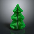 Green Collapsible Christmas Tree Decoration With Pleated Tiered Layers For Home