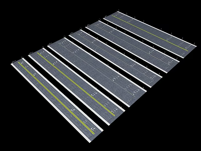 Multiple Road Lanes With Yellow Dividing Lines And Smooth Surface Structure 3d model