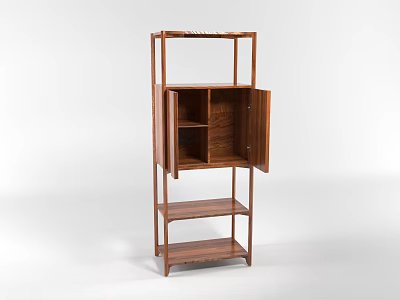 Wooden Storage Cabinet Shelf with Open Shelves and Cabinet Door for Home Organization 3d model