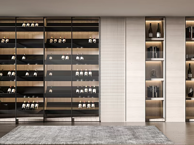 Modern Luxury Wine Cabinet With Glass Doors And Illuminated Shelves For Wine Storage 3d model