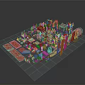 3D Ancient Scenery with Red Tents Flags Stone Paths and Wooden Barrels