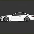 Modified Sport Car With Black Roof Silver Body Graphics And Large Rear Spoiler