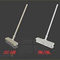 Low Poly and High Poly Mop 3D Models Displayed in Simple Render 3d model