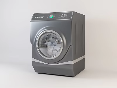 LASONIC Modern Gray Front Load Washing Machine With Digital Display And Sleek Design 3d model