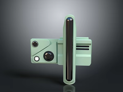 3D Rendered Light Green Mechanical Equipment With Metal Rod And Circular Parts 3d model