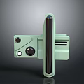 3D Rendered Light Green Mechanical Equipment With Metal Rod And Circular Parts