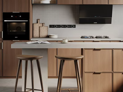 Bar Chair Combination Cabinet Decoration Wood Bar Kitchen Bar Stool 3d model
