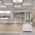 Modern Dessert Shop Interior With Glass Display Cases Fresh Pastries And Bright Lighting