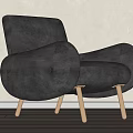 Modern Gray Velvet Accent Chair With Curved Arms And Gold Metal Legs