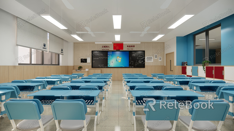 Modern classrooms, classrooms and aisles model