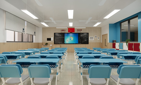 Modern classrooms, classrooms and aisles 3d model