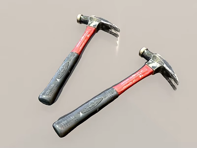 Industrial Claw Hammers With Ergonomic Red Black Handles And Durable Metal Heads For Construction 3d model