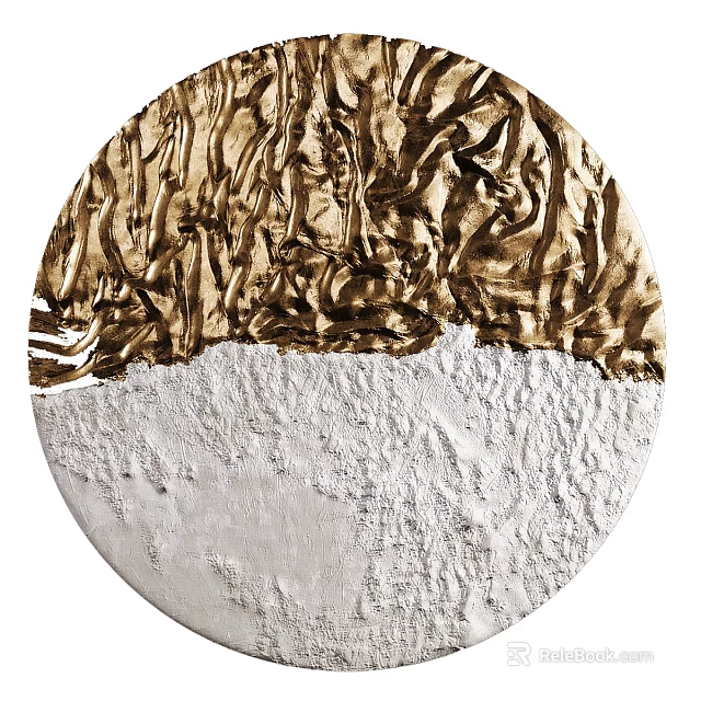 Circular Wall Decor With Gold Textured Upper Section And White Rough Lower Part 3d model 