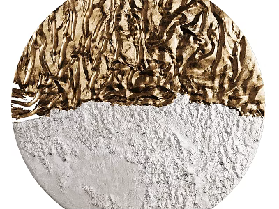 Circular Wall Decor With Gold Textured Upper Section And White Rough Lower Part 3d model