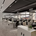 Modern Public Office Space With Open Layout Workstations Computers And Large Windows 3d model