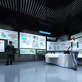 Spacious Exhibition Hall Interior With Display Walls Information Graphics And Display Stands