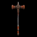 Medieval Fantasy War Hammer With Carved Metal Head And Wooden Handle