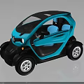 Stylish Blue Compact Two Seater Electric Car With Modern Design And Urban Appeal